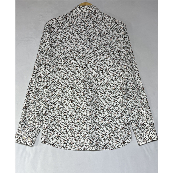 Express Slim Performance Shirt Mens Medium Floral Collared Button Up Stretch - Picture 2 of 12